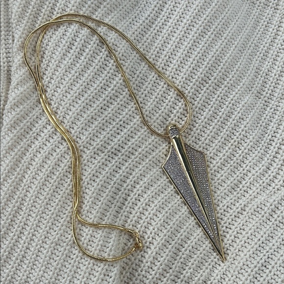 nOir Jewelry Gold/ Silver Onatah dagger Pendant Necklace (Rhodium) long - Picture 1 of 6